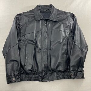 Vintage Sears Leather Jacket Men 40 M Black Cafe Racer Motorcycle Biker 80s 90s